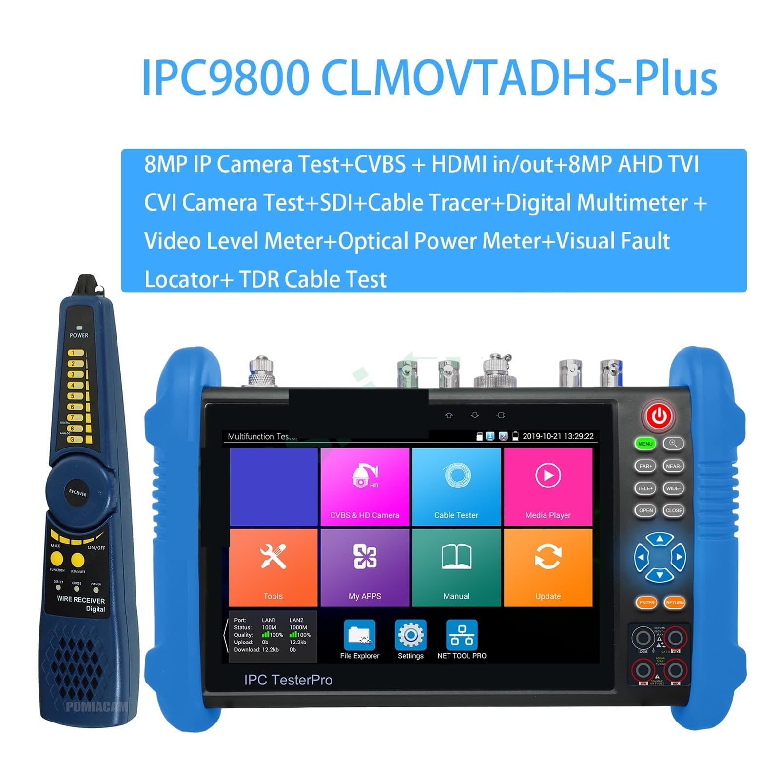 Monitor di prova CCTV, Tester Ipc 9800adh Plus Tester Poe For Telecamera IP Tester Diagnostico For Telecamera Analogica Tester For Telecamere Cctv Tester Cctv Hd Tester Ipc(Ipc-9800clmovtadhs)