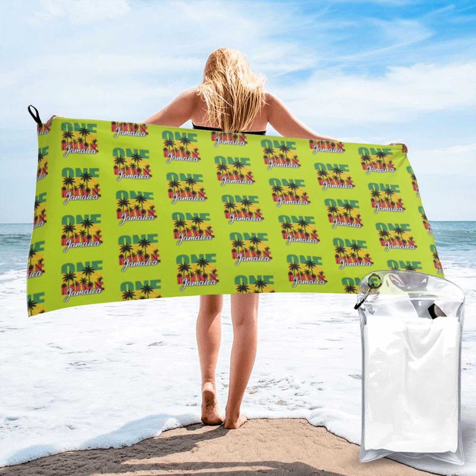 FHIZOAL Jamaica Palm Quick Dry Towel Microfibre Towel Super Absorbent Ultra Compact Gym Sports Beach Camping Travel