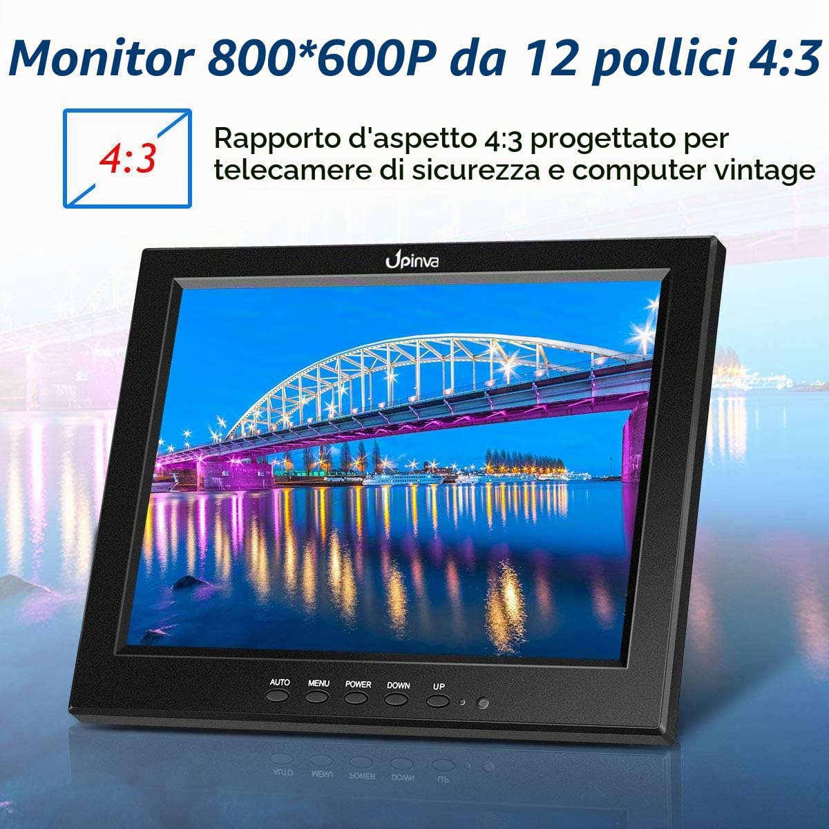 12 pollici Monitor CCTV Display Sicurezza Schermo telecamera di sicurezza Multifunzione HDMI AV BNC VGA Ingresso interfaccia USB monitor del computer Risoluzione 800x600