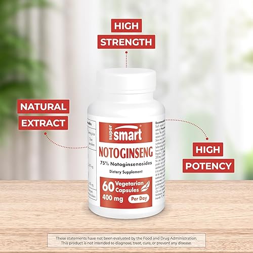 Miniatura 2 de Supersmart - Notoginseng 400mg por día (alta resistencia) - Extracto de Panax Notoginseng - 75% Notoginsenósidos | Sin OMG y sin gluten - 60