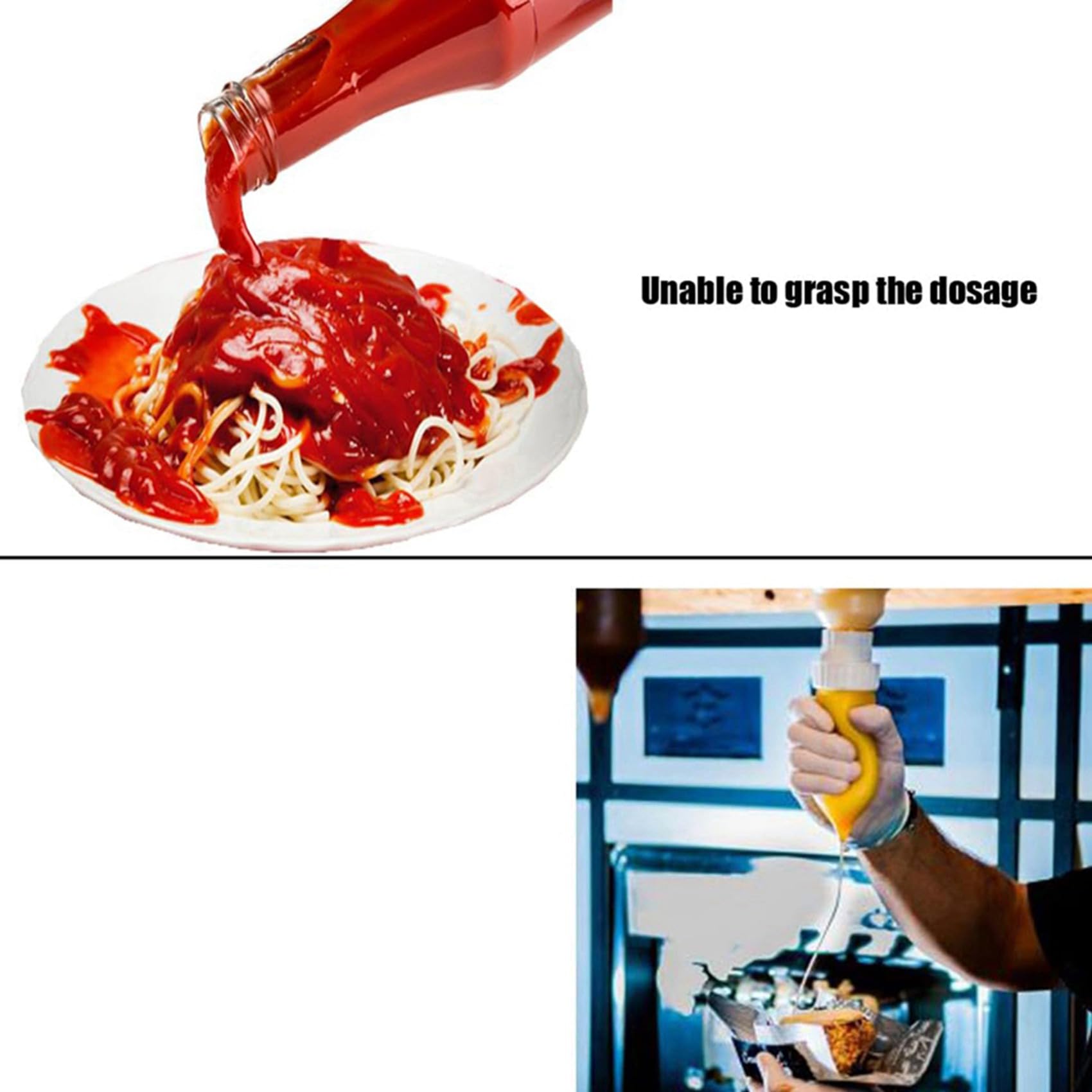 2X Bottiglia per Condimento per Insalata, Dispenser per Salsa Appeso, Bottiglia per Salsa di Grande Diametro, Utensili da Cucina