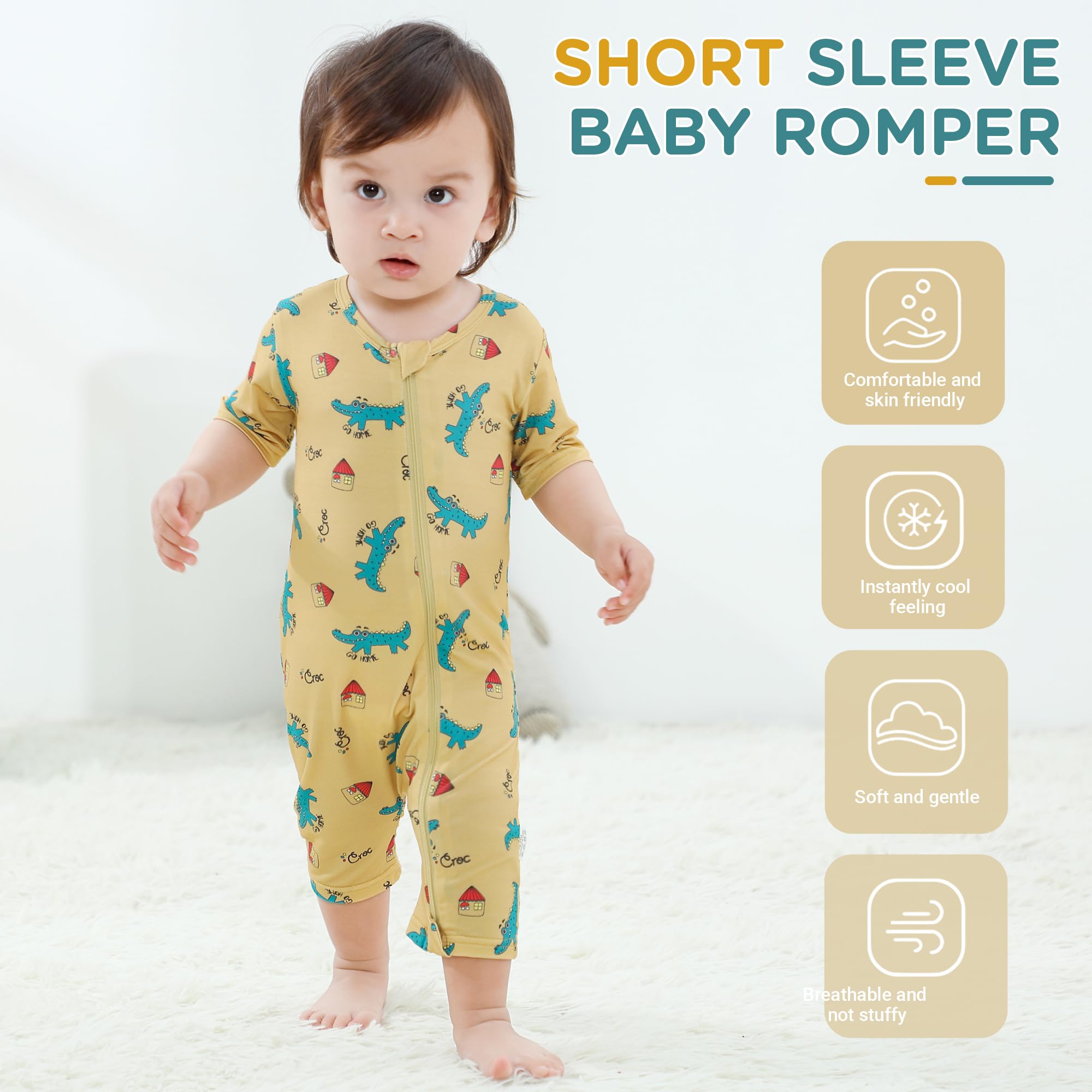 HAHASHOW Set da 2 Body Neonato in Fibra di bambù Pagliaccetto Estivo per Neonati - Tutina Unisex Morbida e Traspirante Pigiamino Eco-Friendly Regalo Perfetto