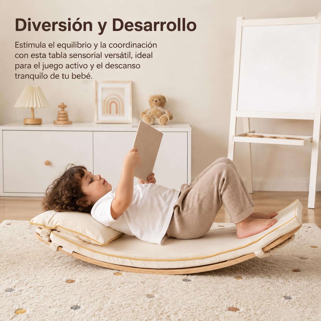 Board Curva de Madera, para Niños y Rehabilitación, Mejora tabilidad y Propiocepción, Uso Interior