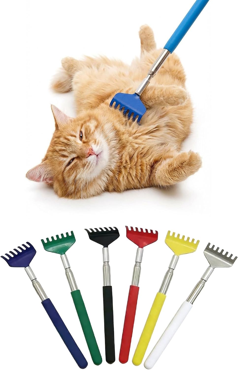 5Pcs Extendable Pet Back Scratcher Portable Pet Belly Massager Telescoping Cat Hair Comb for Cat Dog Big/Small Animal