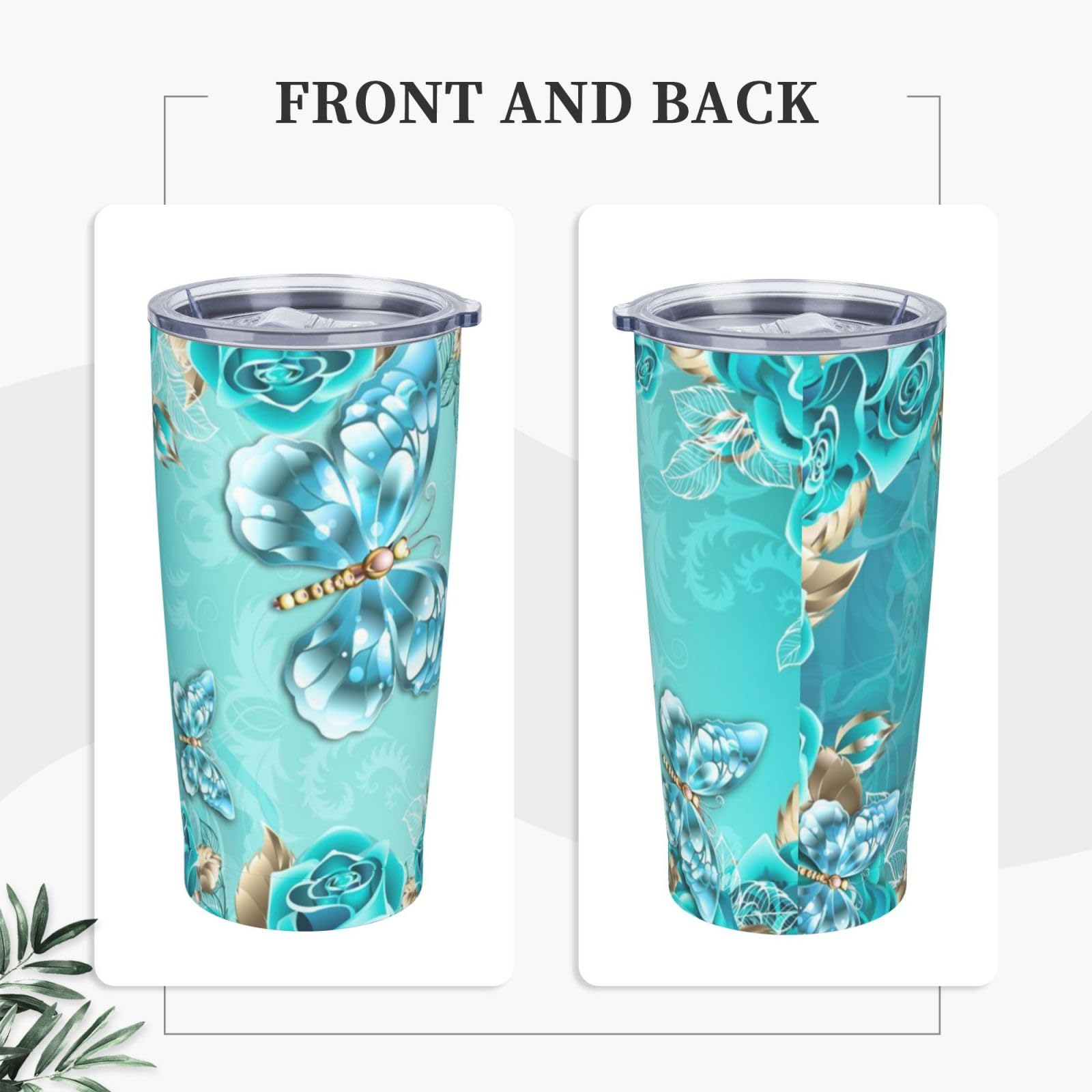 Tazza termica portatile della tazza dell'automobile della tazza dell'acciaio inossidabile stampata blu chiaro della farfalla