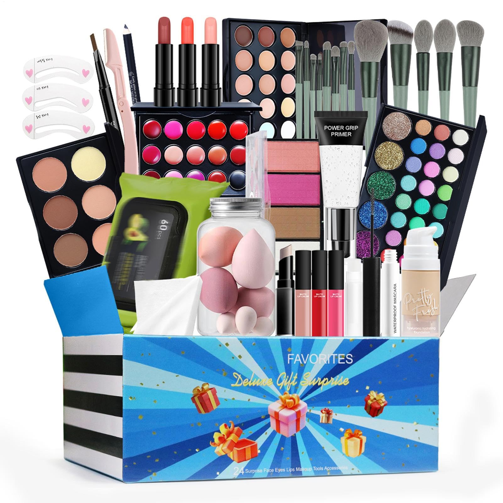 Set Per Trucco Professionale - Kit Completo Per Trucco Da Viaggio Per Estetista Da 24 Pezzi | Pacchetto Iniziale Trucco Multiuso | Kit Trucco Per Adulti Per Ragazze | Set Di Cosmetici Per Uomo E Donna