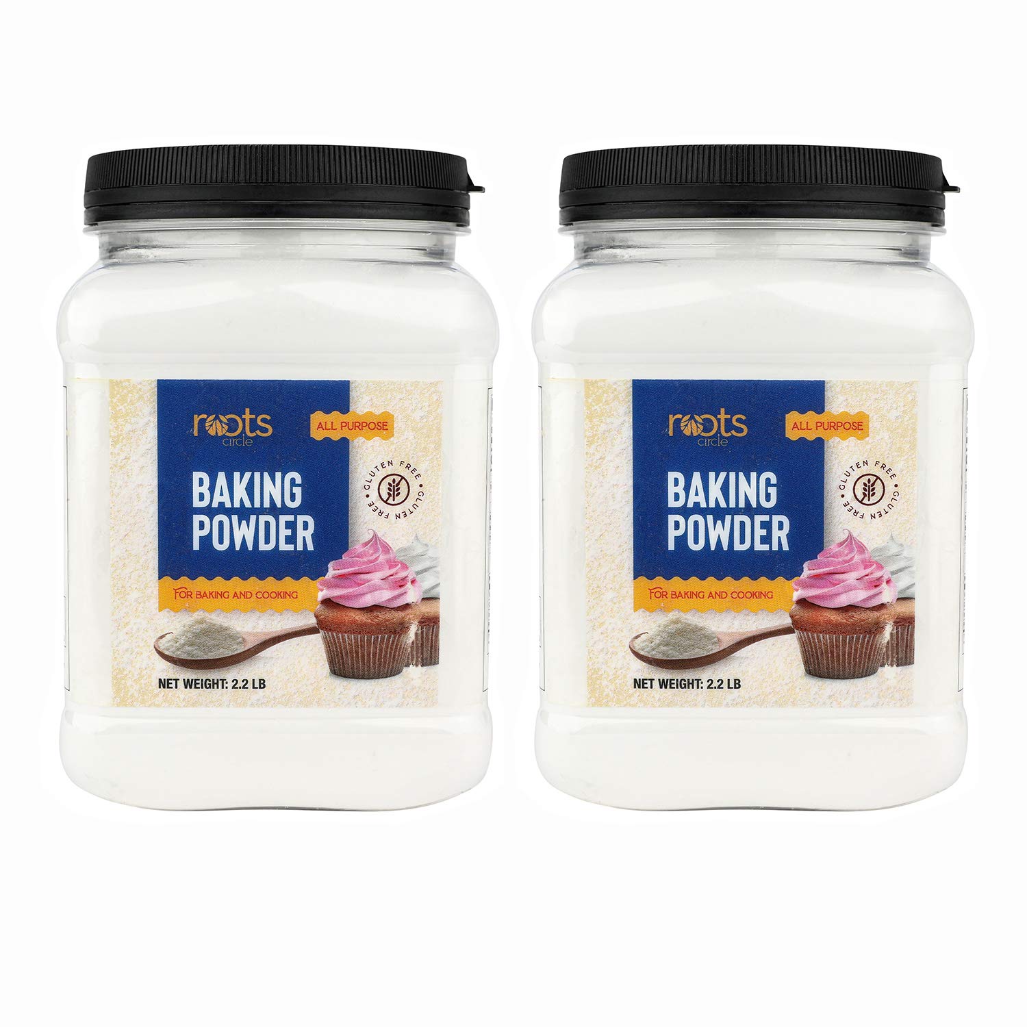 Roots Circle Baking Powder | Gluten-Free All-Purpose Leavening Agent For Cooking and Baked Goods, Desserts, Breads, & Cake | Vegan & Kosher-Safe | 4lb [70oz] Airtight Bulk Container