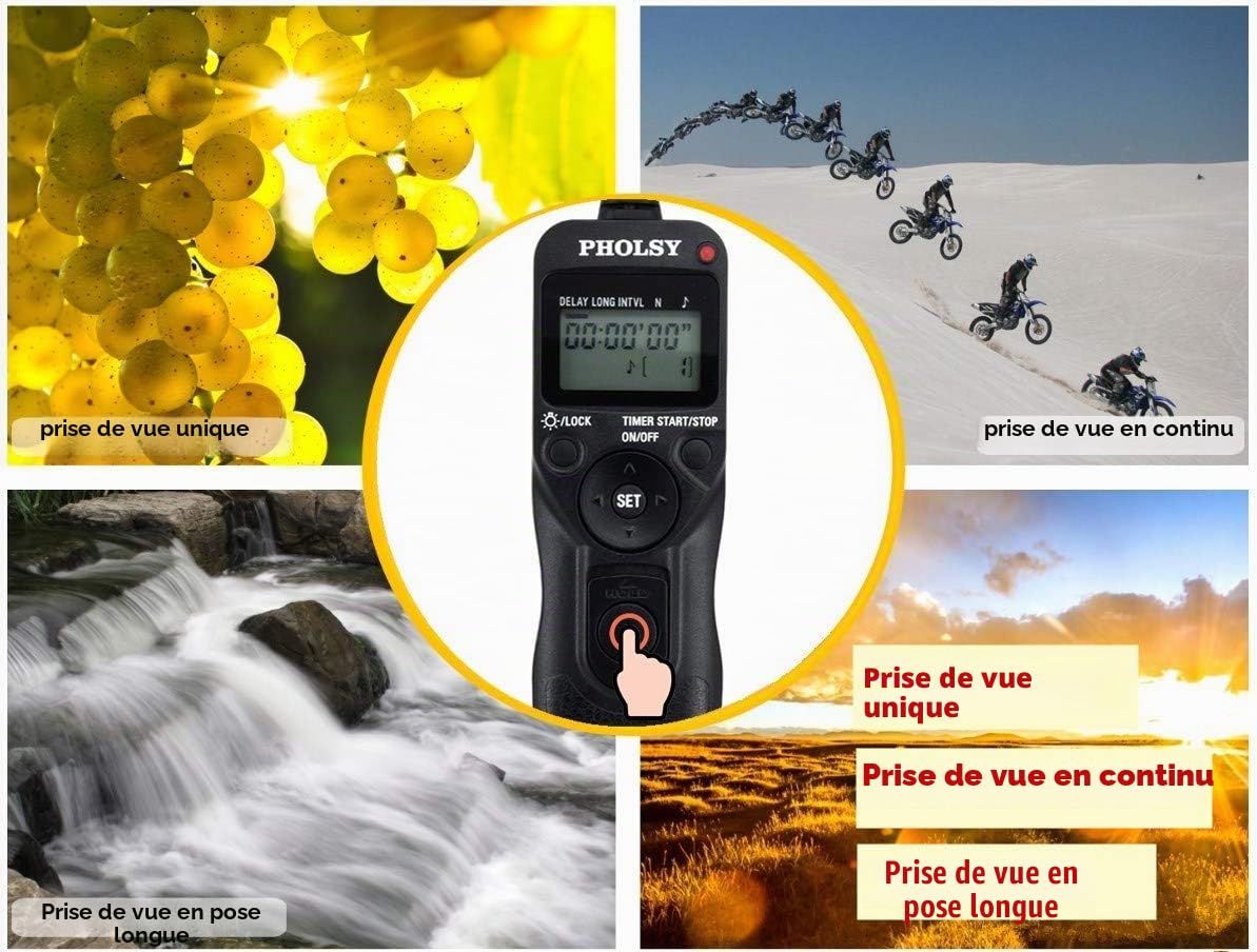PHOLSY C6 Télécommande-intervallomètre Caméra Déclencheur à Distance Minuteur pour Canon R8 R10 R6 R7 90D 250D 200D 850D; pour Olympus Om-1 EM1X EM1-III; pour Fuji GFX100 GFX50R XT3 XT4 XT5 XT30II