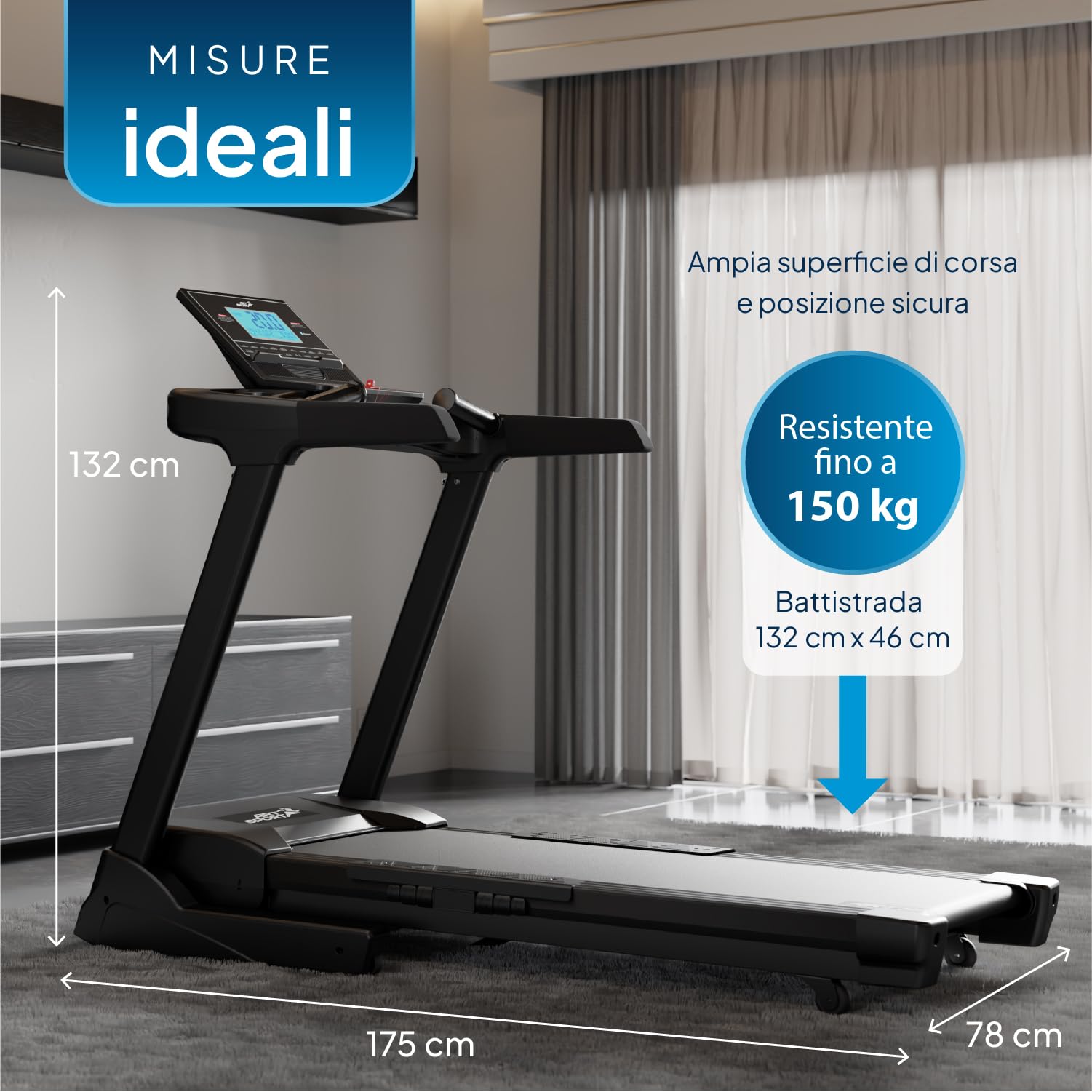 ArtSport Tapis roulant Speedrunner 6000 pieghevole - 22 km/h, 99 programmi, 22 livelli di inclinazione, display LCD da 7 pollici, fino a 150 kg, superficie di corsa: 133 x 50 cm