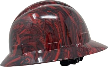 Full Brim Non-Vented Tattoo/Skull Design Gloss Finish OSHA Hard Hat with 6-Point Suspension