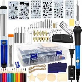 Kit de queima de madeira, 95 peças, caneta de solda West Bay com interruptor liga/desliga ajustável, ferramenta de queima de madeira para gravação em relevo, entalhe, pontas de solda, caixa de