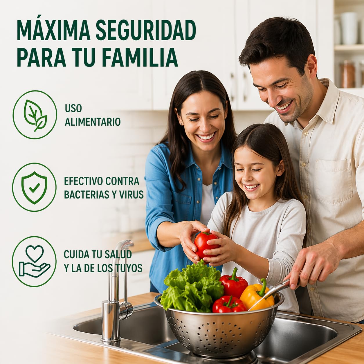 Desinfectante de frutas y verduras - Elimina eficazmente las bacterias - 5L - Apto para uso en industria alimentaria - Coadyuvante alimentario - Cumple con Normativa EN 901 (1)