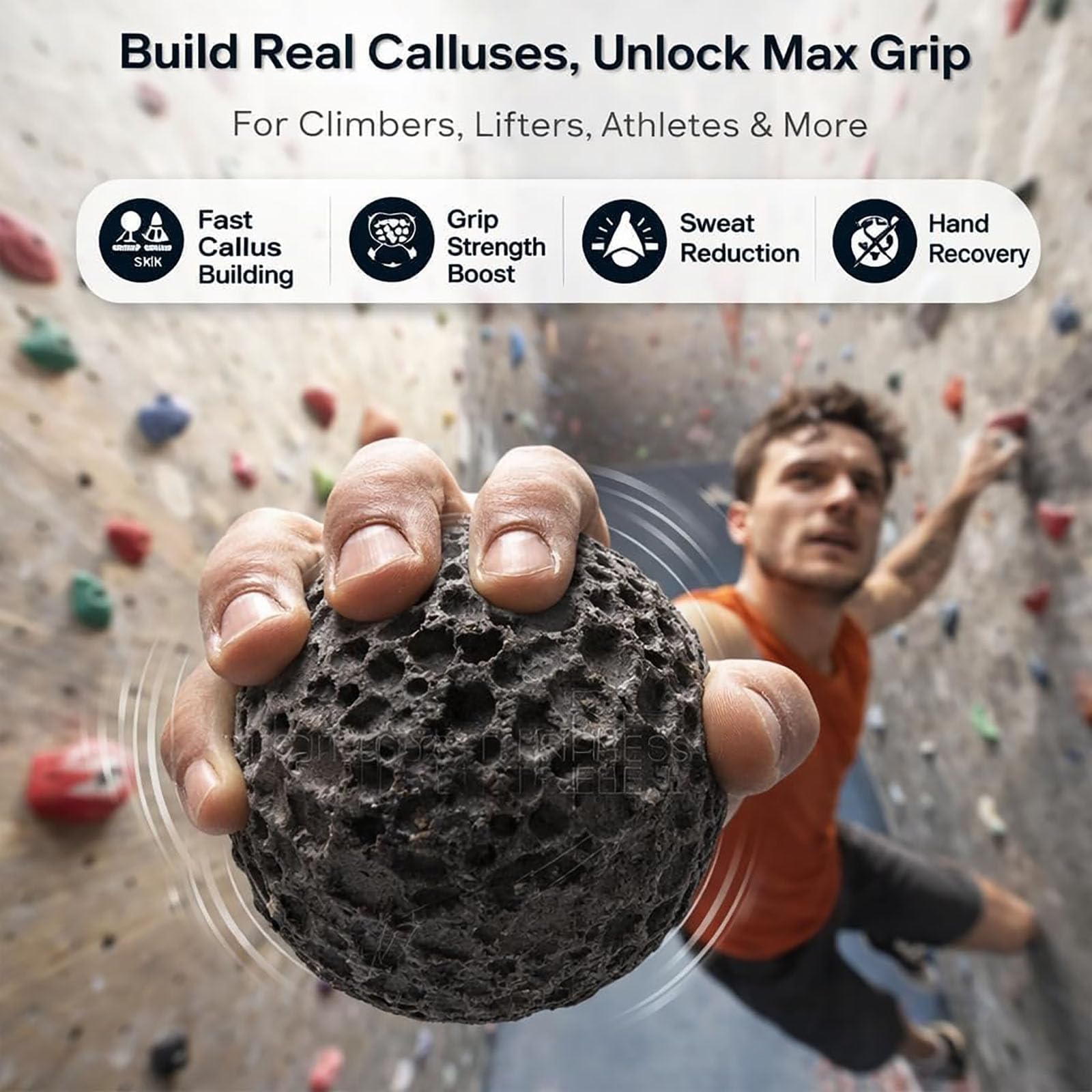 Moon Grip Balle de Callosités pour les Mains, Renforcement de la Prise en Main, Réduction de la Transpiration, Entraînement Fitness et Musculation