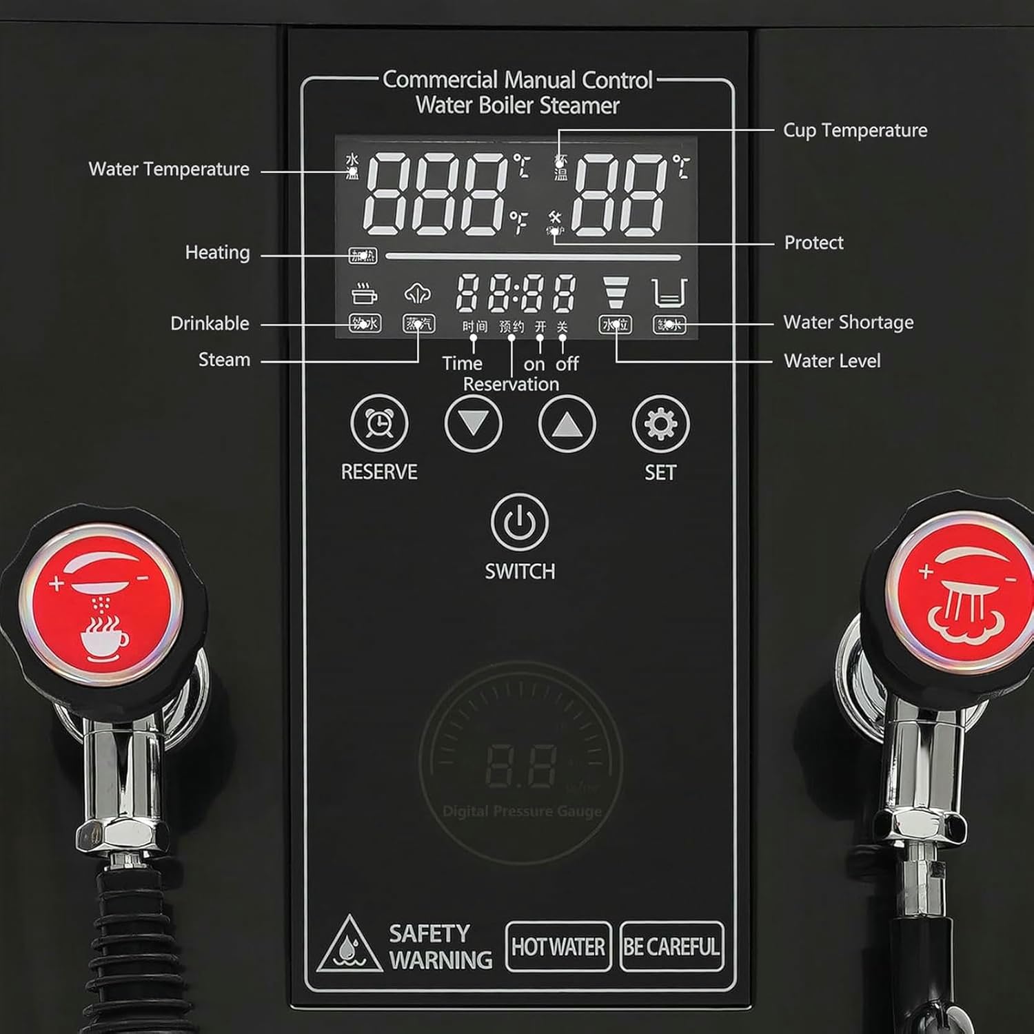 Commercial Milk Frother, Stainless Steel Electric Steam Milk Frothing Machine Steam Water Boiling Machine Coffce Machine for Restaurants, Milk Tea Shops