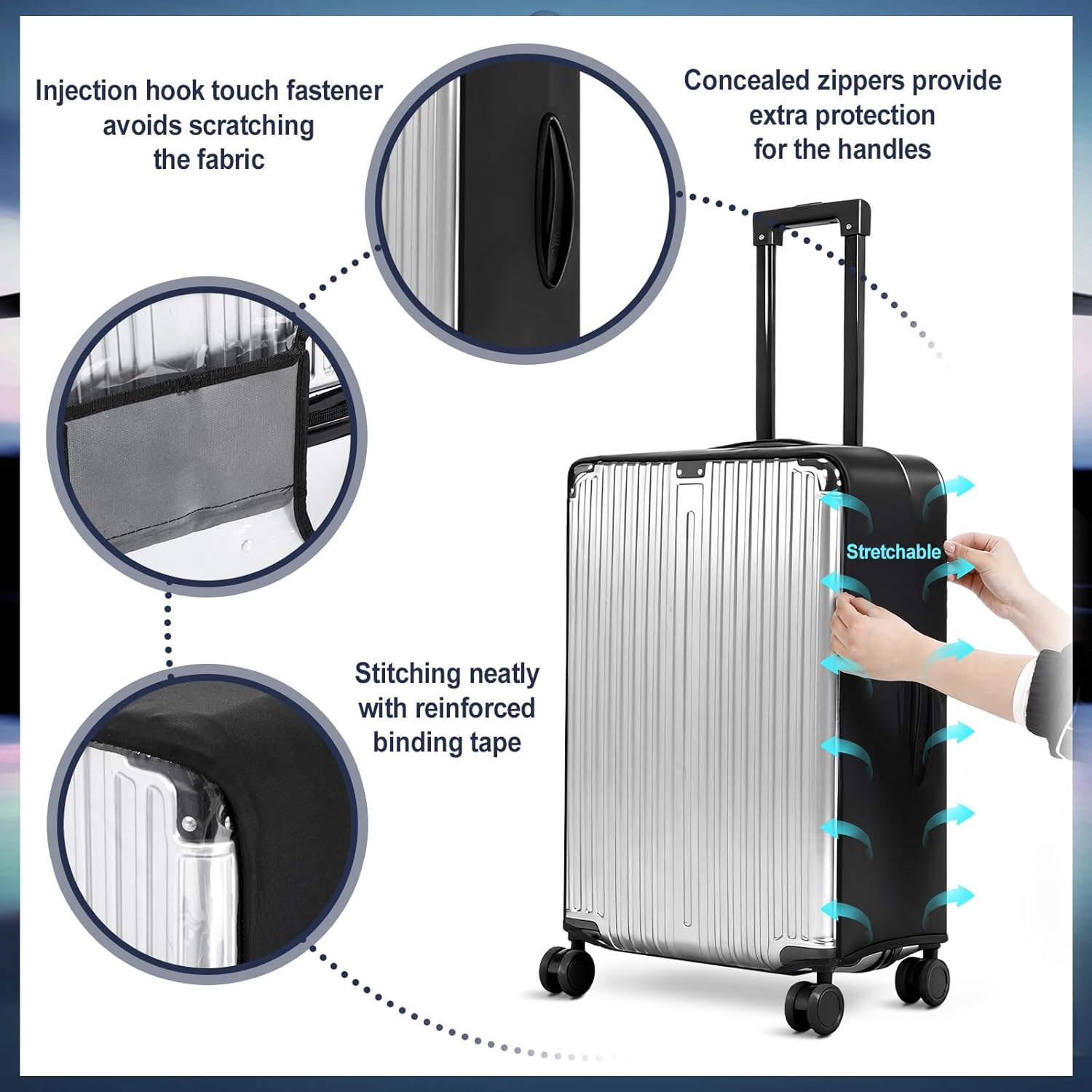 3 Pack Thicken Clear Luggage Cover Protector TPU Luggage Covers for Suitcase Waterproof Anti-scratch Protector Sleeve Fits 20 24 28 Inch Baggage TSA Approved Travel Accessories - Image 4
