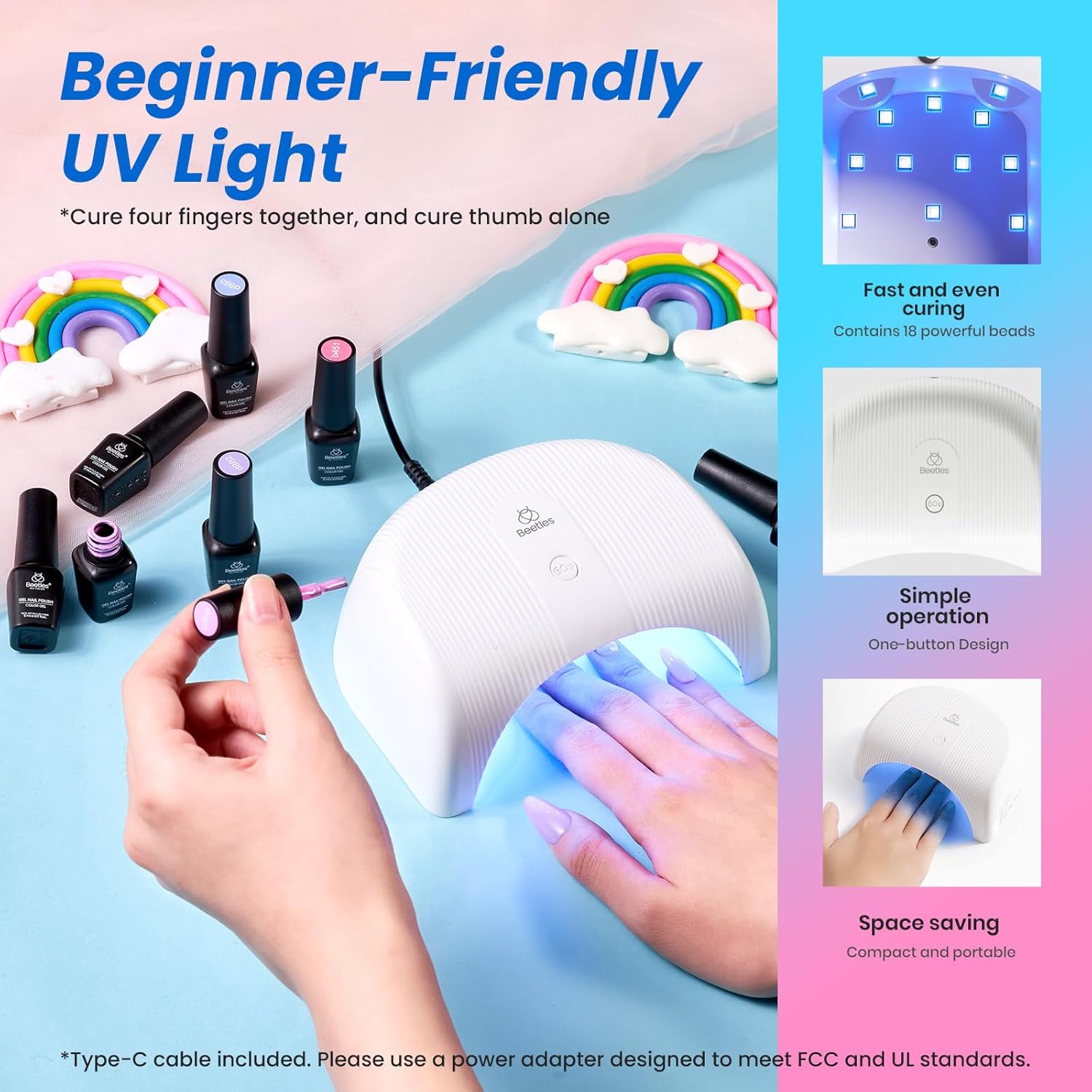 Beetles Deal Box Gel Nail Polish Kit with U V Light - 32 Colors Studio Essentials Gel Polish 68 Pcs Nail Kit with TPO & HEMA Free Base Coat Cat Eye Top Coat Home Salon DIY Nails Tools Gifts for Women