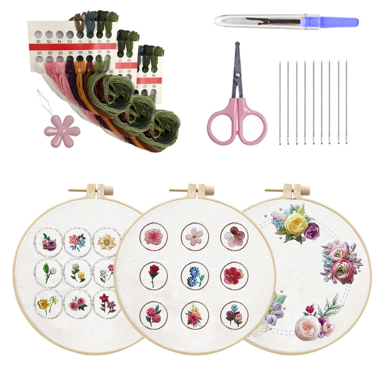Tsophreniq Embroidery Kits Funny Needlepoint with Hoop Thread and Needle Starter Crosses Stitching Flower Pattern Making Sewing with Needle