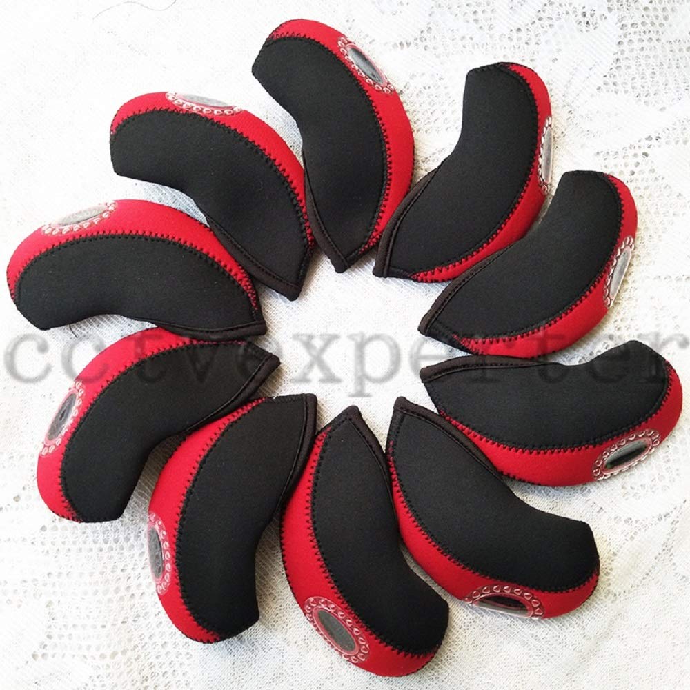 Fltrad - Cuffie protettive per ferri da golf 3-9 A/SW/PW, elasticizzate, in neoprene riciclato, numerate, ottime come regalo, confezione da 10, 6 colori a scelta