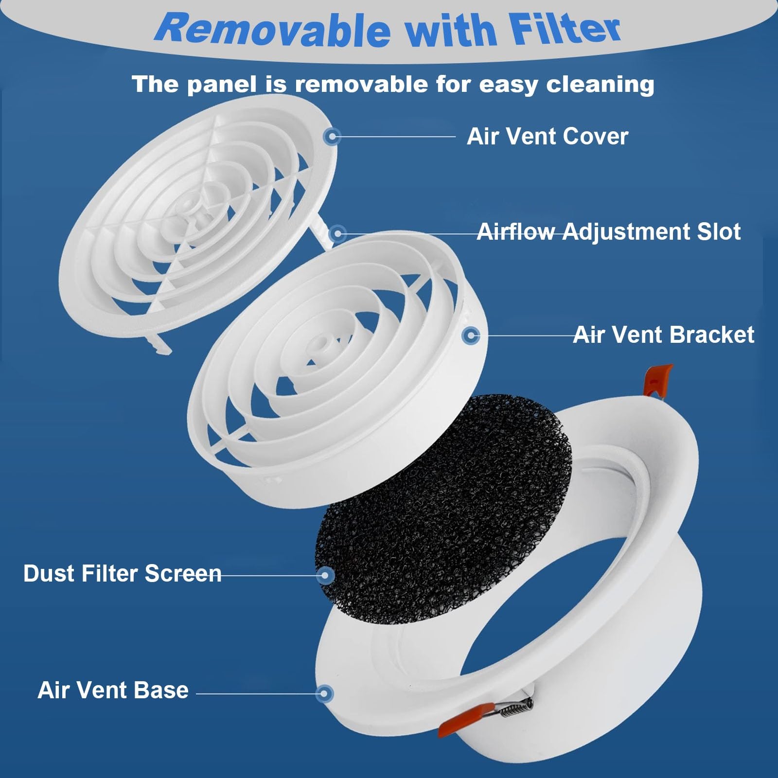 Modernas cubiertas de ventilación de techo de plástico, rejillas de ventilación redondas empotradas para oficinas, hoteles y restaurantes, rejillas de ventilación de escape con rejilla de 165 mm, tapa