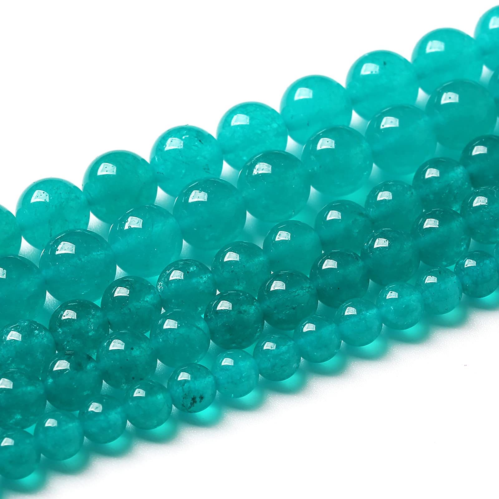 76 cuentas de piedra natural de 10 mm, cuentas redondas sueltas de piedra de jade amazonita azul para hacer joyas, pulseras, collares, 32 pulgadas, 2 hebras