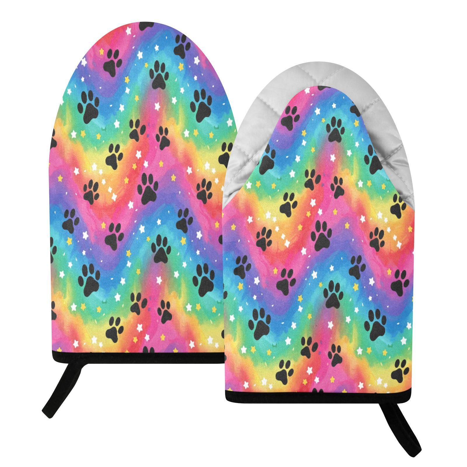BURSTDDY Dog Paw Print Oven Mitt,Heat Resistant Kitchen Mitts for Cooking