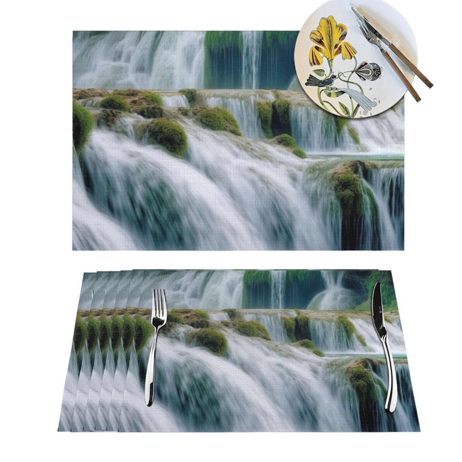 Set de table vinyle PVC lot de 4 napperons tressés lavables pour la cuisine