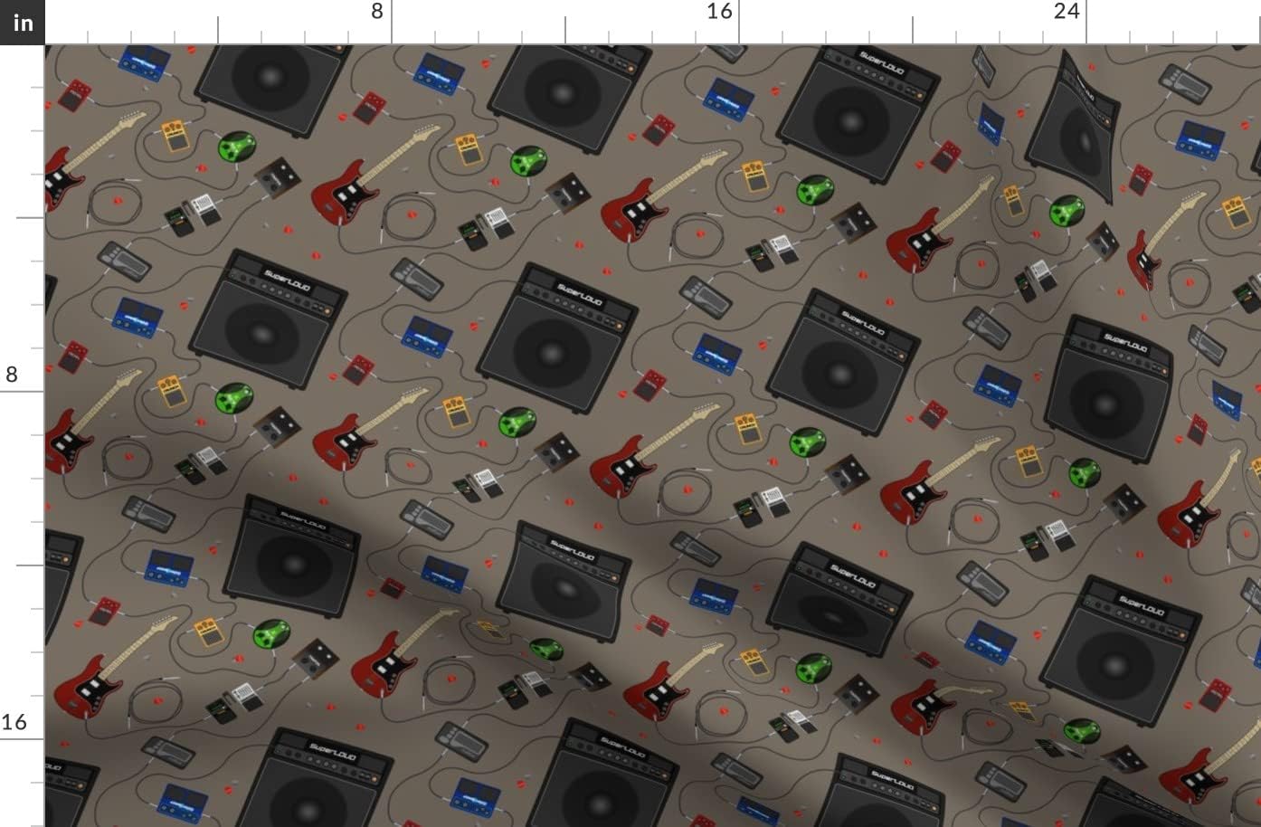 Spoonflower Fabric - Band Guitar Rock Music Printed on Organic Cotton Sateen Fabric by The Yard - Sewing Quilting Apparel Home Decor
