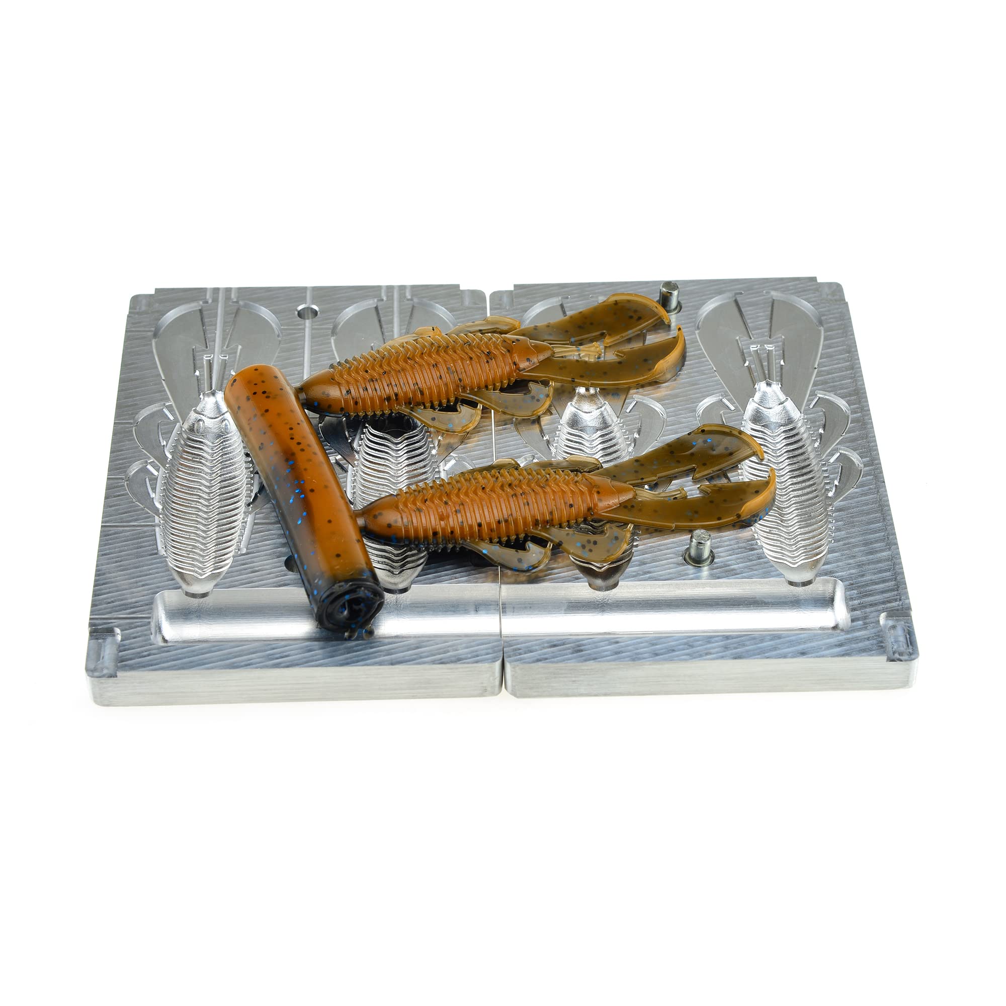 Molde de plástico suave para hacer señuelos de inyección, señuelos de pesca, dos cavidades Bandito Bug 4 pulgadas (aluminio)