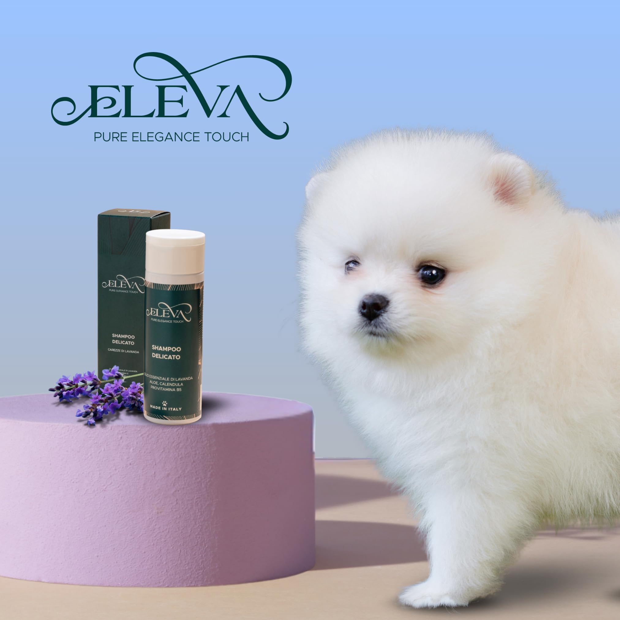 ELEVA PET - Shampoo Cani Pelo Lungo - all'Olio Essenziale di Lavanda con Vitamine - Ammorbidisce, Idrata ed Igenizza il Pelo - Milgiora Salute e Qualità del Pelo - Made in Italy - 1000 ml
