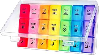 Weekly Pill Organizer 3 Times a Day, Large Pill Box 7 Day, Medicine Organizer Box, Pill Case Container, Daily Pill Organizer for Vitamins/Fish Oils.