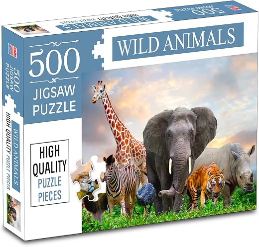 Wild Animals Jigsaw Puzzles for Kids and Children – Realistic Illustration Challenging Brain Booster Gifts, Fun and Creati...
