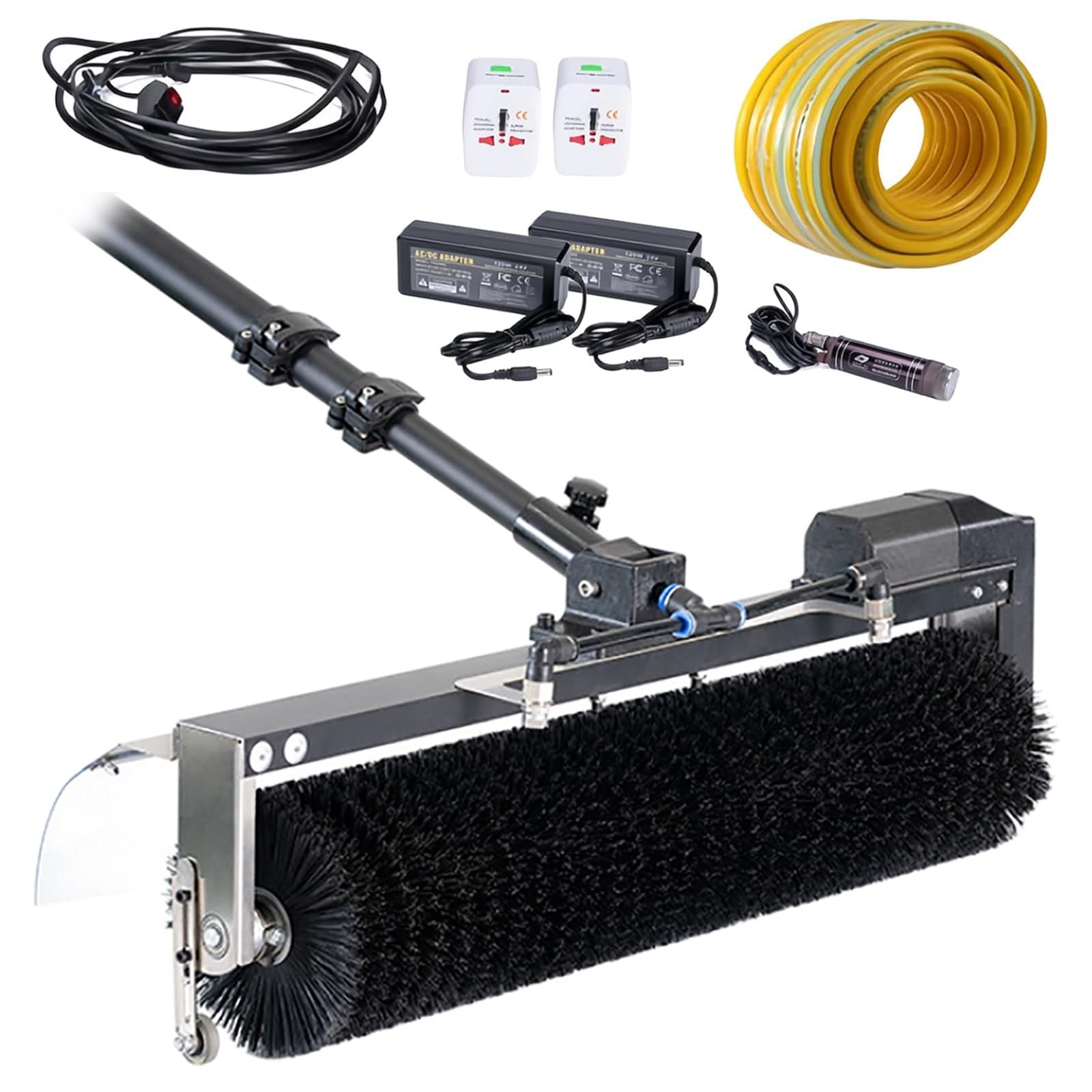 JozyJul Photovoltaic and Solar Panels Water Fed Brush, Electric Solar Panel Cleaning Brush and Pole, Solar Cleaning Brush with 3.5m/5.5m/7.5m Telescopic Rod 5.5m/18ft