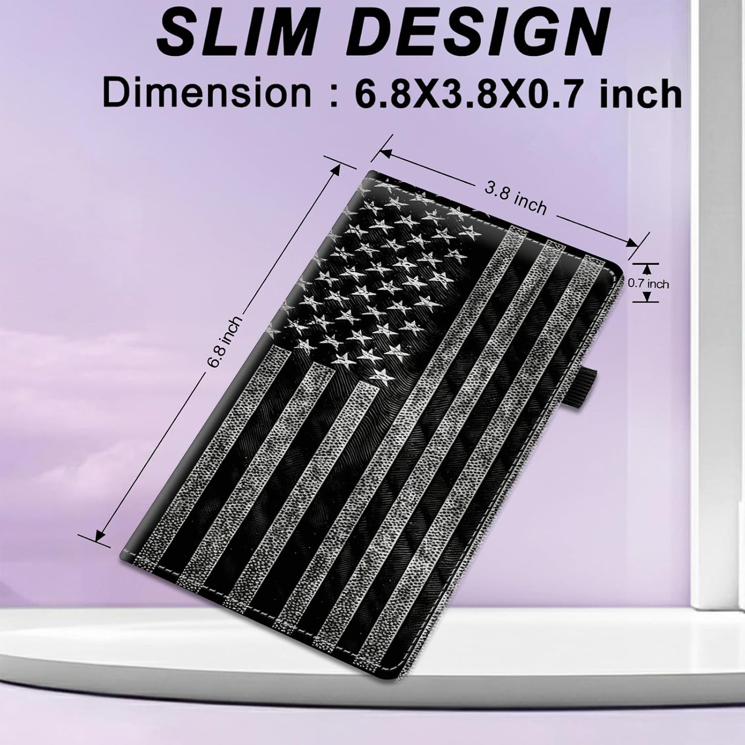 RFID Blocking Checkbook Cover for Women & Men, Premium PU Leather Print Wallet for Duplicate Checks, Slim Organizer with Pen Holder, Credit Card Slots & Register Compartment, Black USA Flag