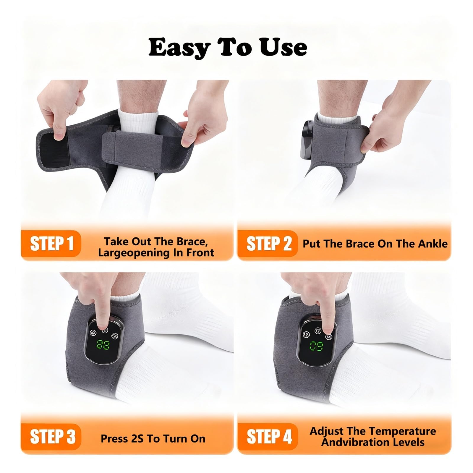 Footrenew - Masajeador de triple método, tobillera térmica con 5 niveles de calor infrarrojo lejano y vibración, tobillera térmica para neuropatía y alivio del dolor, masajeador de pies