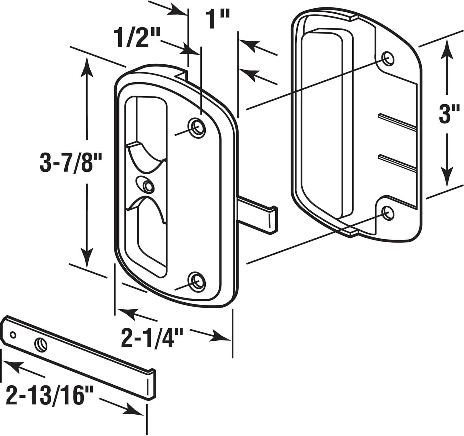 Prime-Line A 186 Black Plastic Sliding Screen Door Latch and Pull, Alumilite (Single Pack)