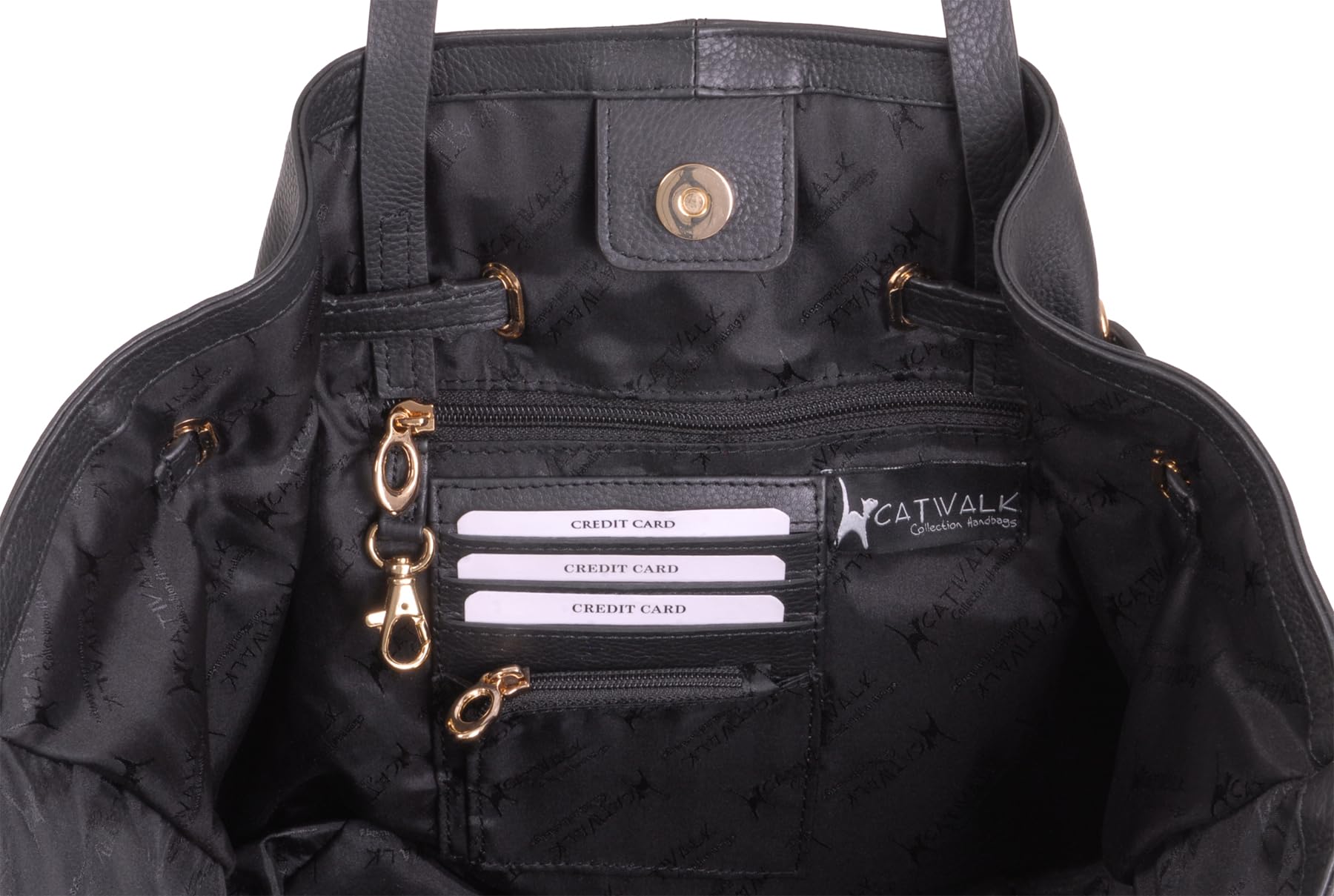 Catwalk Collection Handbags - Bolso de Hombro Piel de Mujer - Tote Bag Mediano-Grande con Cremallera - Bolso Diario - Multibolsillos - Sylvie