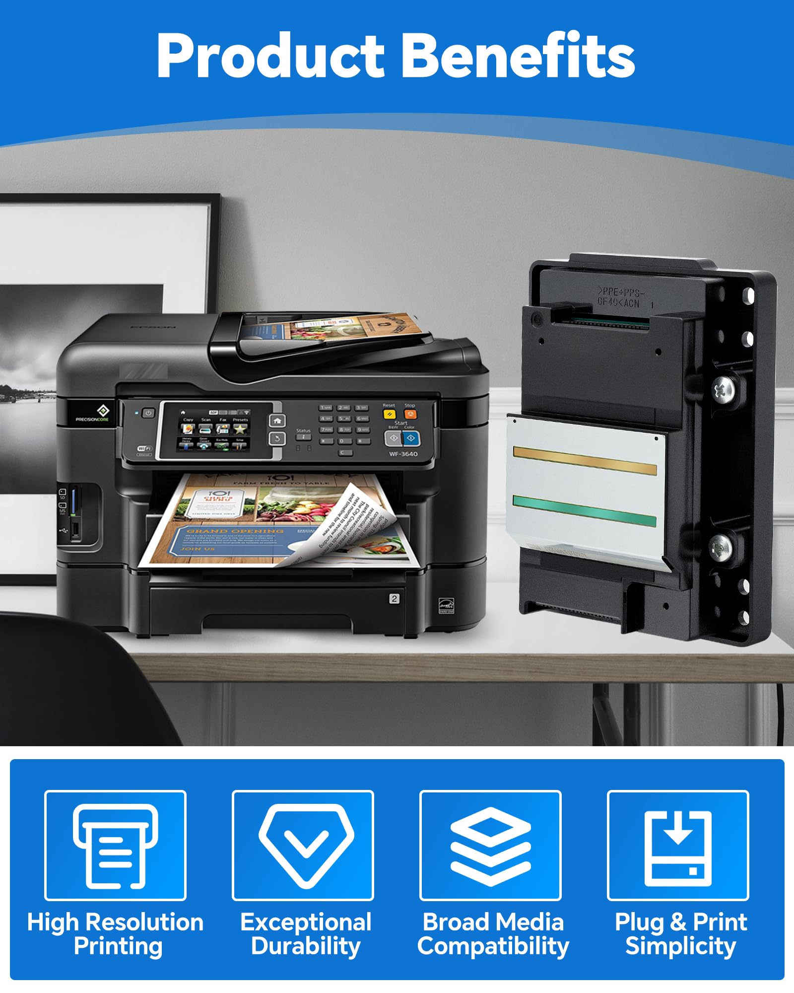 Testina di stampa WF-7610, ricambio per Workforce WF-7620 7621 7611 T1881 WF-7720 7010 3640 3720 L1455 7111 3641 3620 7710, prestazioni ottimali ad alta precisione Inkjet Quick Installare