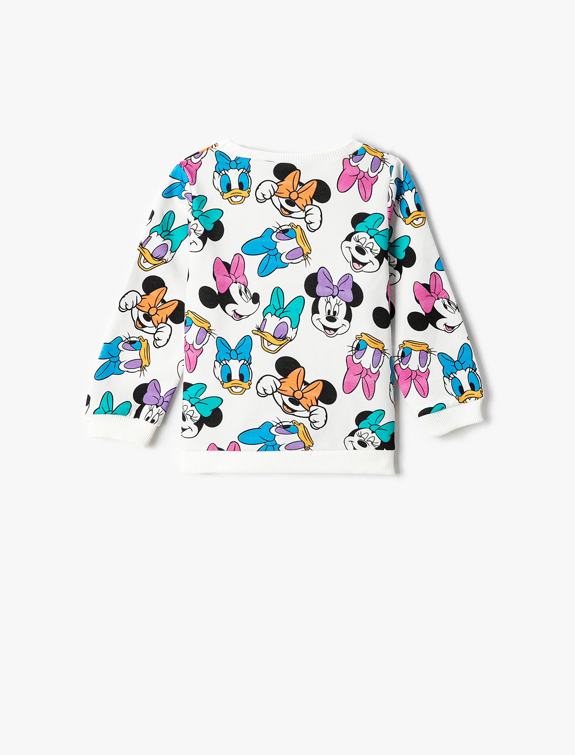 Koton Minnie Mouse and Daisy Duck Sweatshirt Imprimé en Coton Brossé Intérieur Maillot de survêtement Bébé Fille
