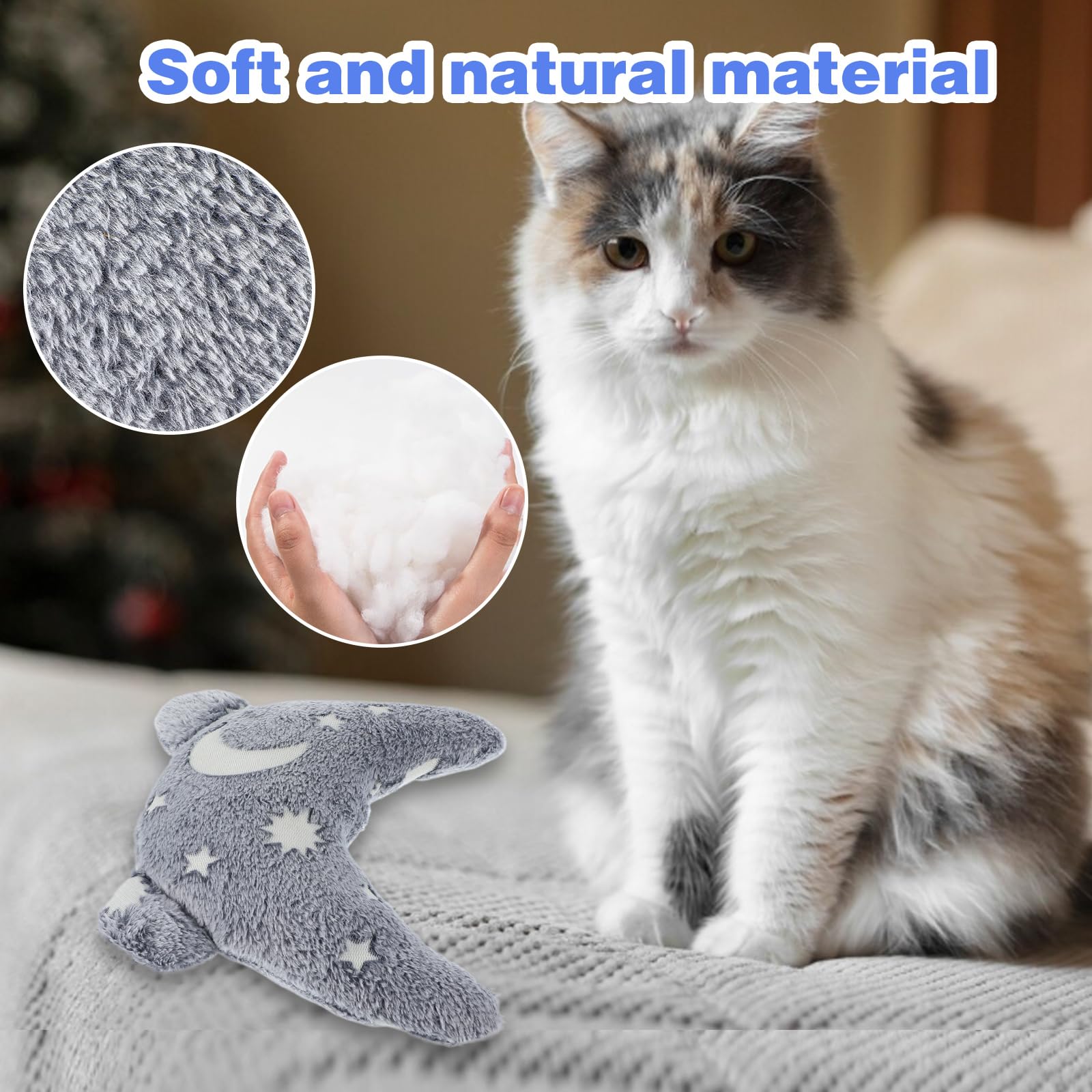 Pillow for Cats Puppy Dog Neck Pillow Soft Pet Calming Toy U-Shaped Small Dogs Pillows Fluffy Half Donut Cuddler Noctilucent Cat Bed Pillows Accessories for Indoor Pet Joint Relief Sleep Improve - Image 4