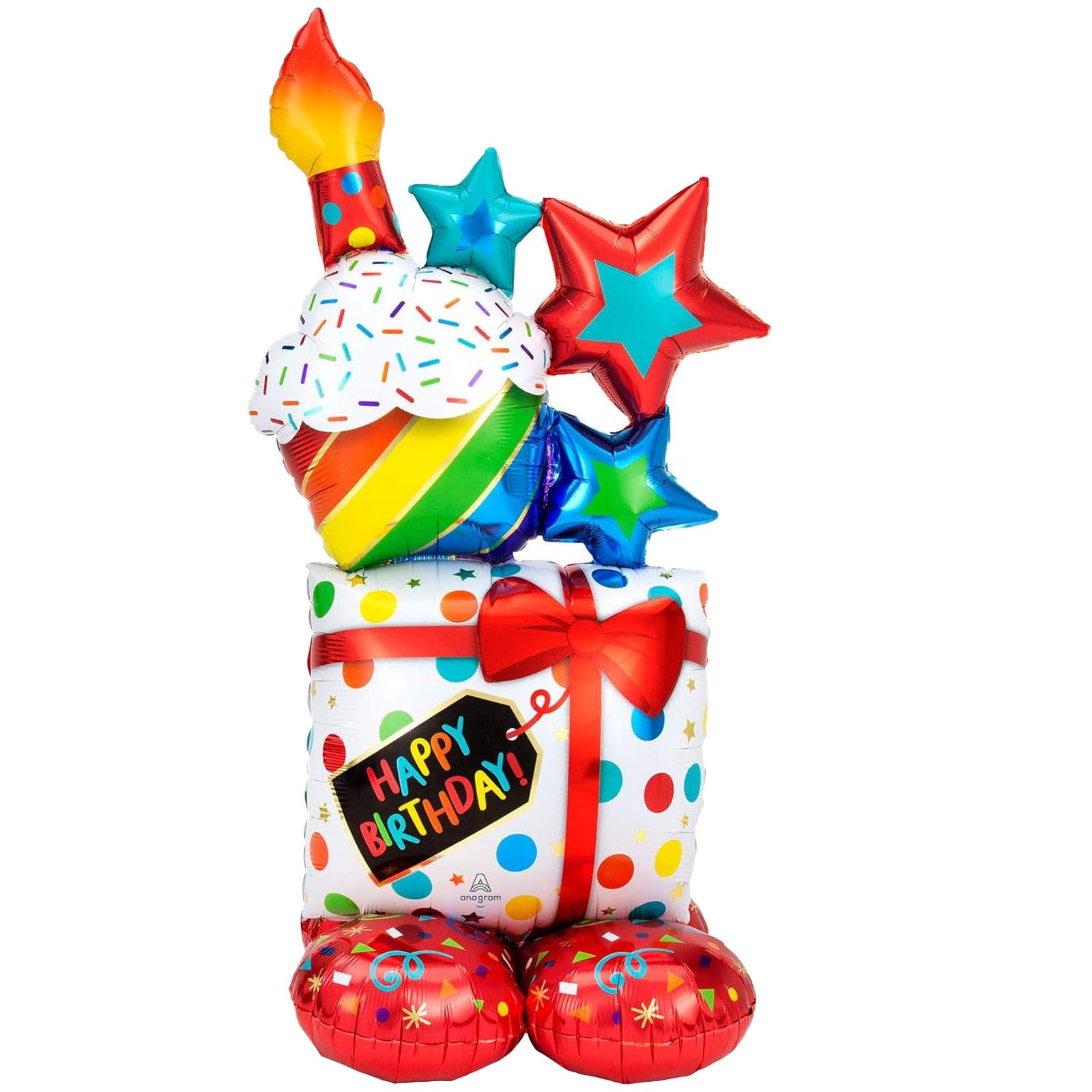 DazzJoy Happy Birthday Ballon Stehend, XXL Luftballon Happy Birthday, Luftballons Geburtstag, Folienballon Geburtstag, Helium Ballons Stehend für Babyparty, Kindergeburtstag Deko Junge Mädchen