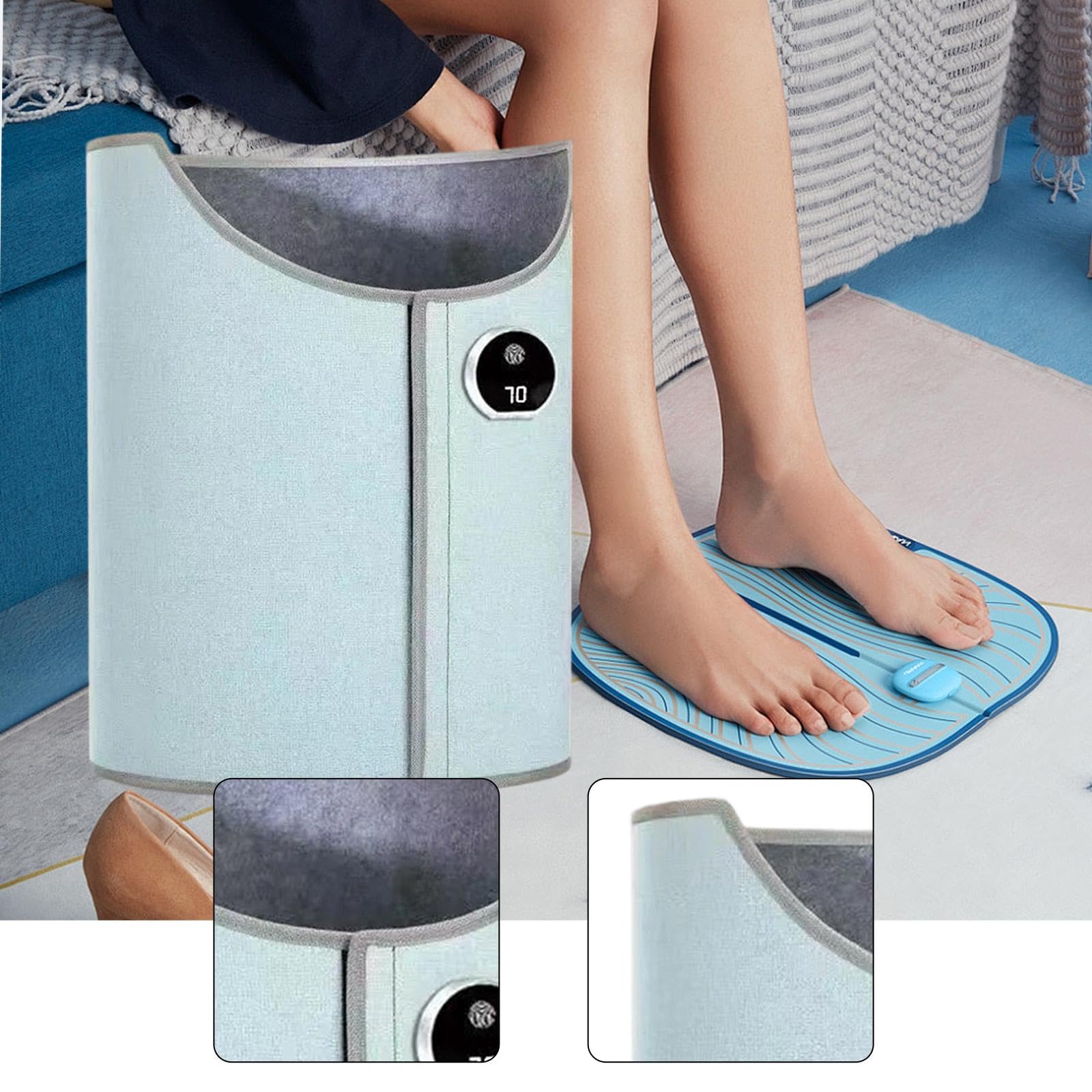 Harilla Calentador de Piernas Portátil y Silencioso, Calentador de Pies Eléctrico para Usar Debajo del Escritorio, Apagado Automático, Almohadilla Calefactora con 5 Niveles de Temperatura 45-70℃, Azul