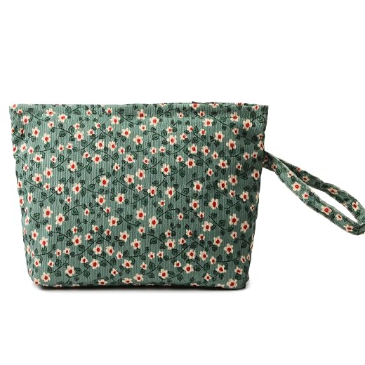 Jiliyote Cosmetic Bag Cord Set – Women's Makeup Bag Made of Corduroy Small Cosmetic Bag Women's Cord Small Cosmetic Bag with Smile Corduroy Cosmetic Bag Travel Cosmetic Bag for Travel Girls Women,