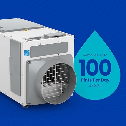 Miniatura 8 de AprilAire Deshumidificador E100 para toda la casa para sótano y espacio de gateo - Deshumidificador comercial de alta capacidad de 100 pintas para