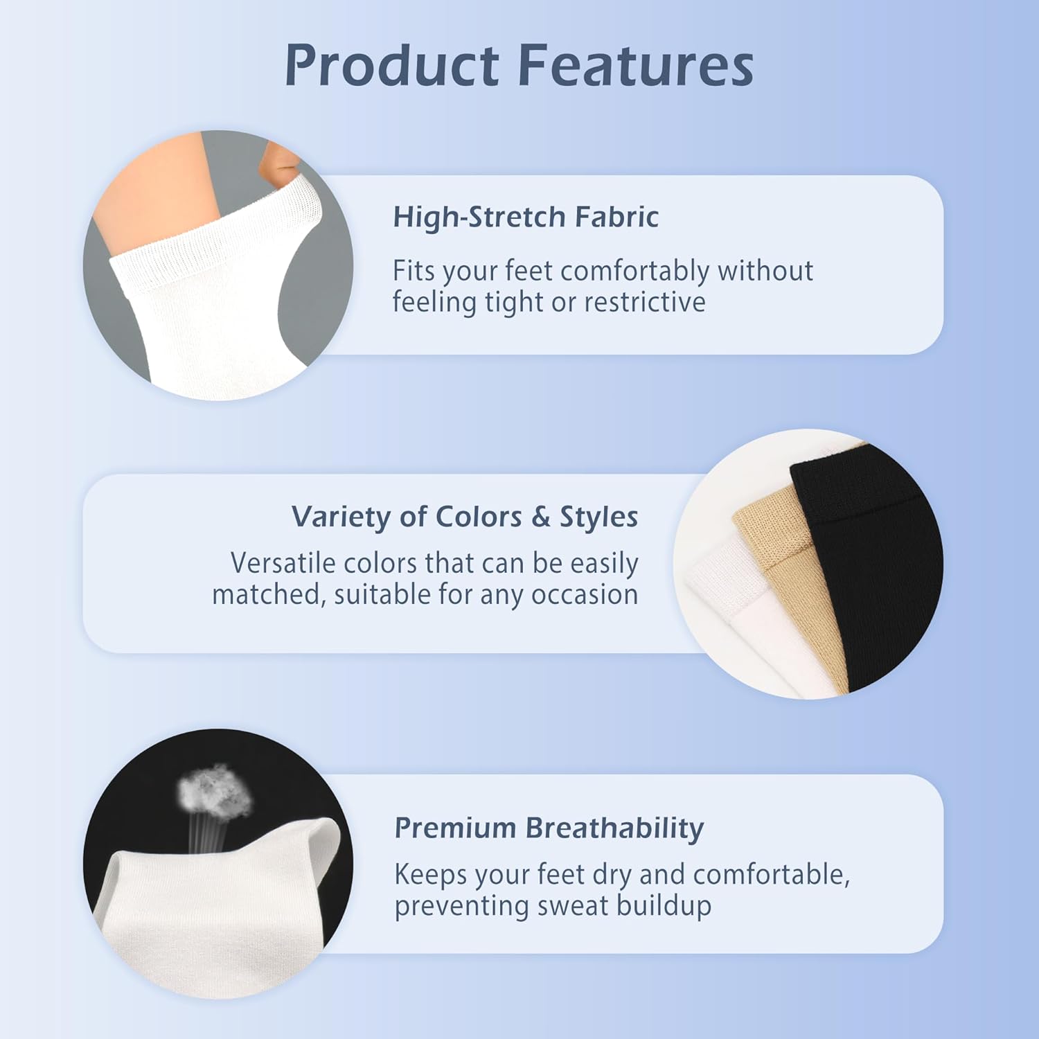 Womens Viscose Bamboo Crew Socks Thin Casual Ultra Soft Colorful Above Ankle Socks Breathable Comfortable 3/6 Pairs - Image 3