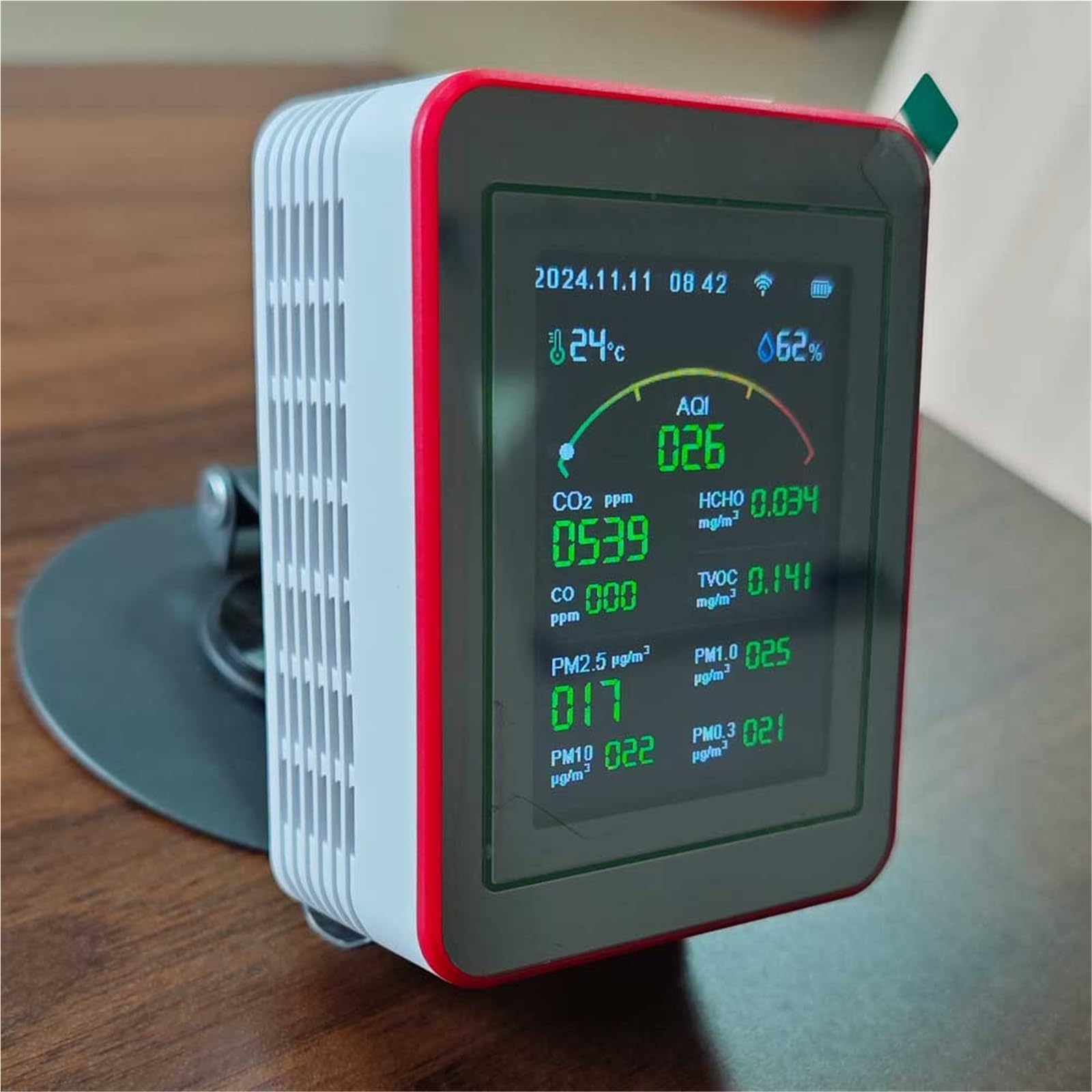 Rilevatore di gas, Monitor A Qualità 'aria Rilevatore Digitale Domestico Ricaricabile WIFI 15 In 1 CO2/TVOC/HCHO/PM2.5/PM1.0 per la casa(MT29-W-J)