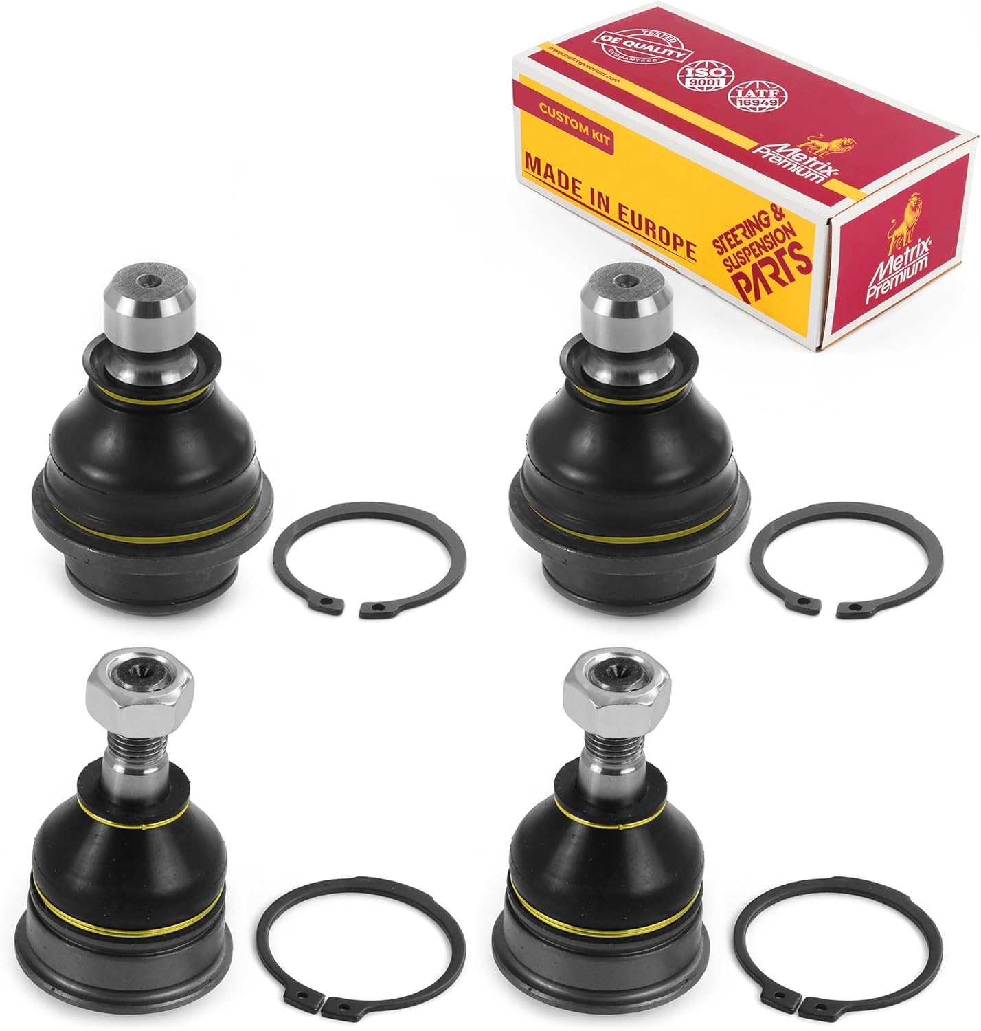 Metrix Premium Chassis Parts - 4 PC Front Upper & Front Lower Ball Joint Kit Fits 05-22 Nissan Frontier, 05-12 Pathfinder, 05-15 Xterra, 09-12 Suzuki Equator, Replacement K80647 K80660, Made in Europe