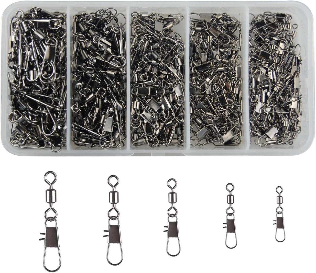 Fishing Snap Swivels Kit 50pcs Rolling Barrel Swivels with Safety Snaps High Strength Copper and Stainless Steel, Black Nickel Coated Corrosion Resistance, Quick Connect Swivels Fishing Tackle : Sports & Outdoors