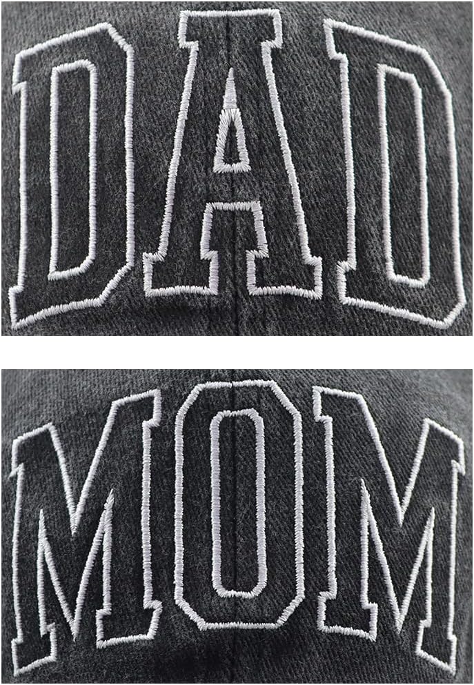2PCS Mom and Dad Gifts Hats, Adjustable Cotton Embroidered Mom Dad Baseball Cap for Women Men - Image 3