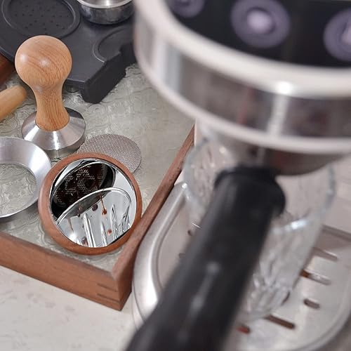 Miniatura 7 de Espejo reflectante con lente de espresso, observación del caudal, base de madera, máquina magnética para cafetería, accesorios para cafetera,