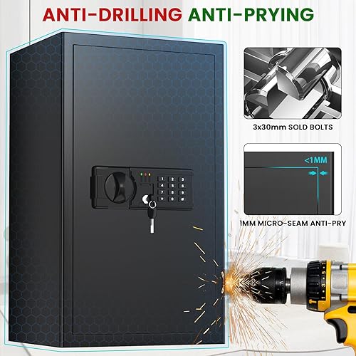 Miniatura 3 de Caja fuerte ignífuga grande de 4.5 pies cúbicos, caja fuerte para el hogar, resistente al agua y al fuego, con teclado programable, alerta
